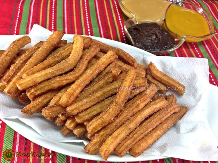 Mini Cinnamon Churros (Mexican Breadsticks) with Trio Dipping Sauces