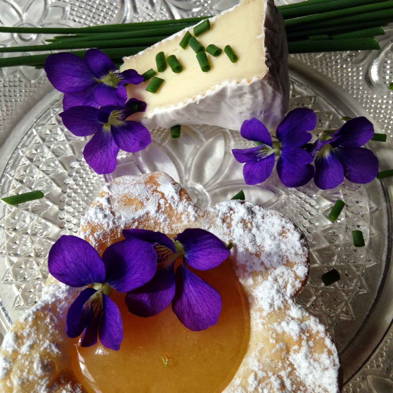 Turnips 2 Tangerines Garnishing with Edible Flowers and Brie with Honey