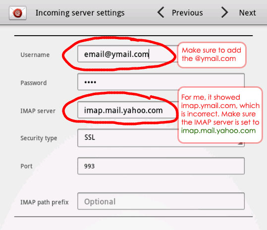 gmail incoming server settings security type