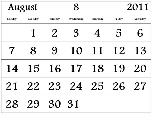 august calendar 2011 printable. august 2011 printable calendar