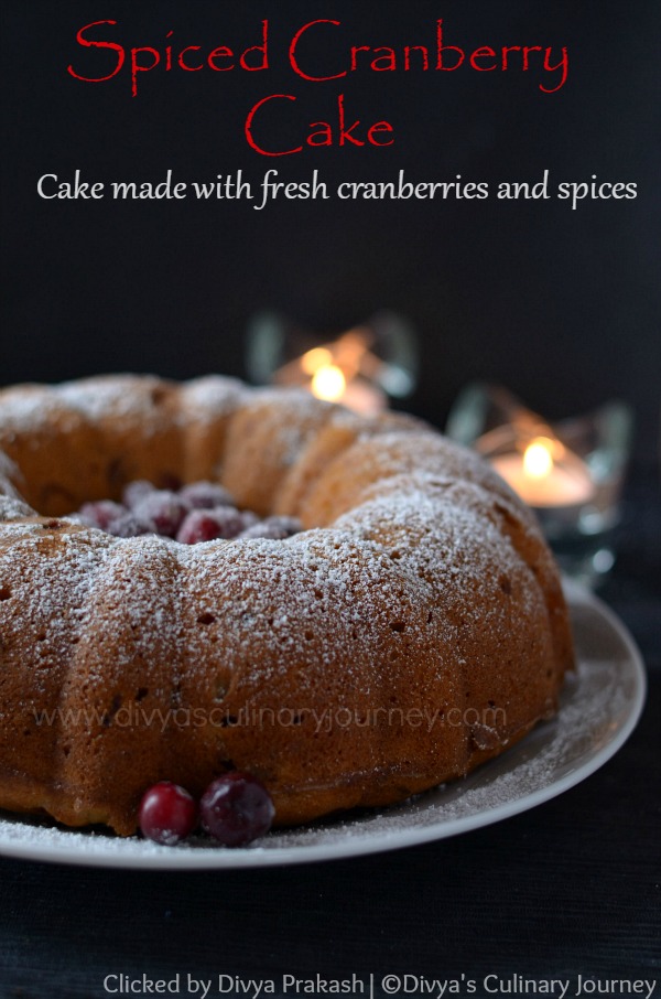 spiced cranberry cake, fresh cranberry cake, bundt cake