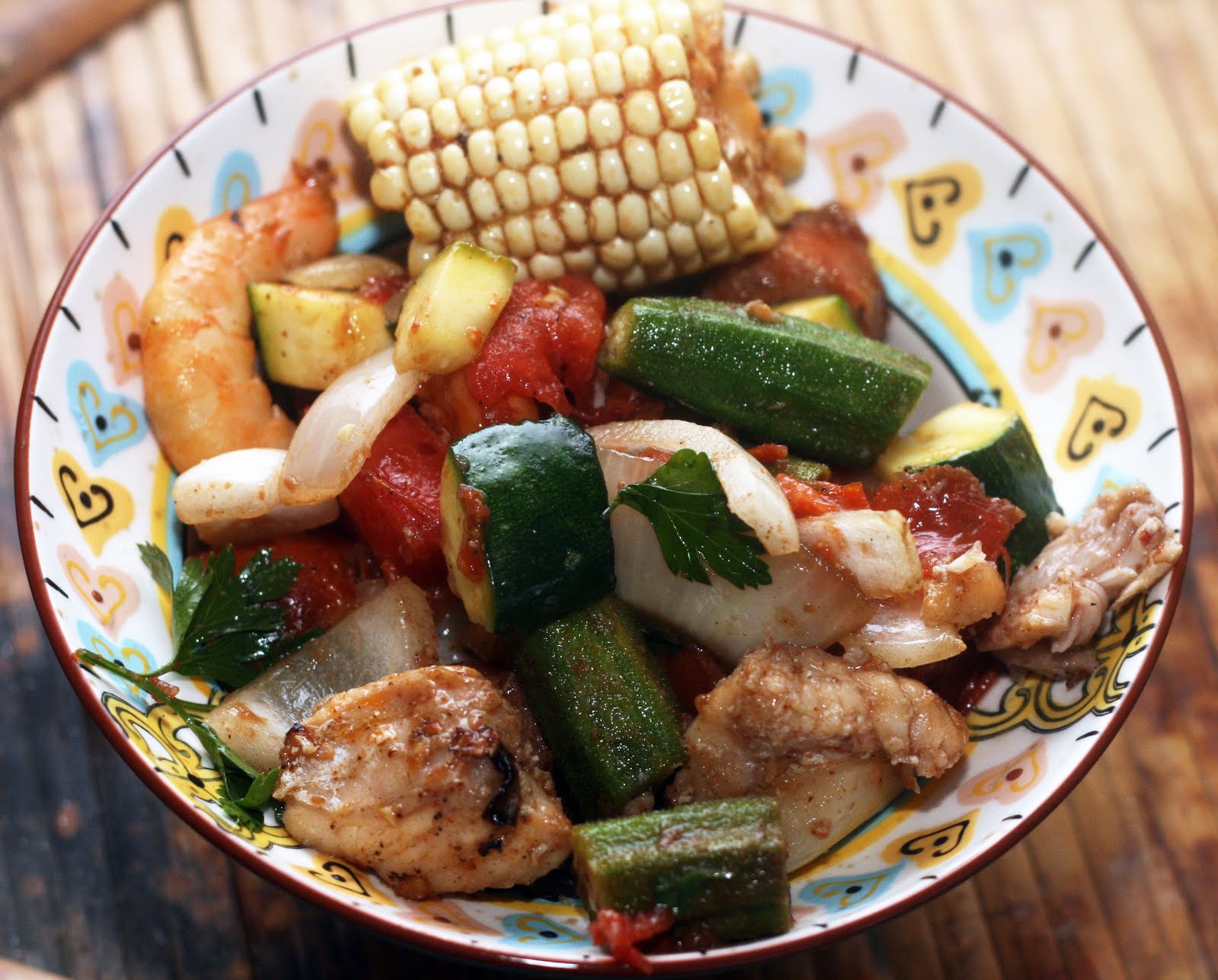 Cajun Inspired Grill With Summer Vegetables, Shrimp, Sausage and