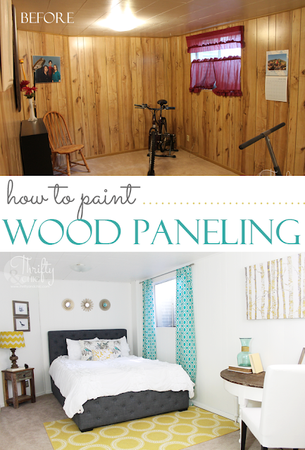 How to paint wood paneling. Make a dated room look chic instantly!