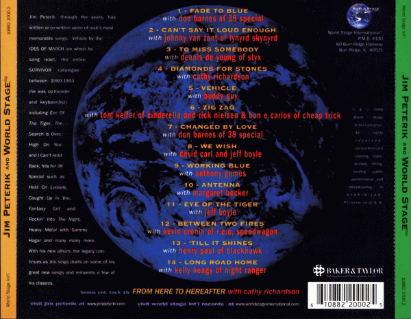 JIM PETERIK and World Stage (2000) back cover