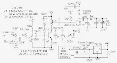 Simple Solar Powered Long Range FM Transmitter Circuit Diagram