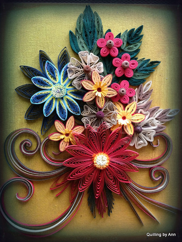 Quilling Made Easy Quilled piece on mottled Canvas