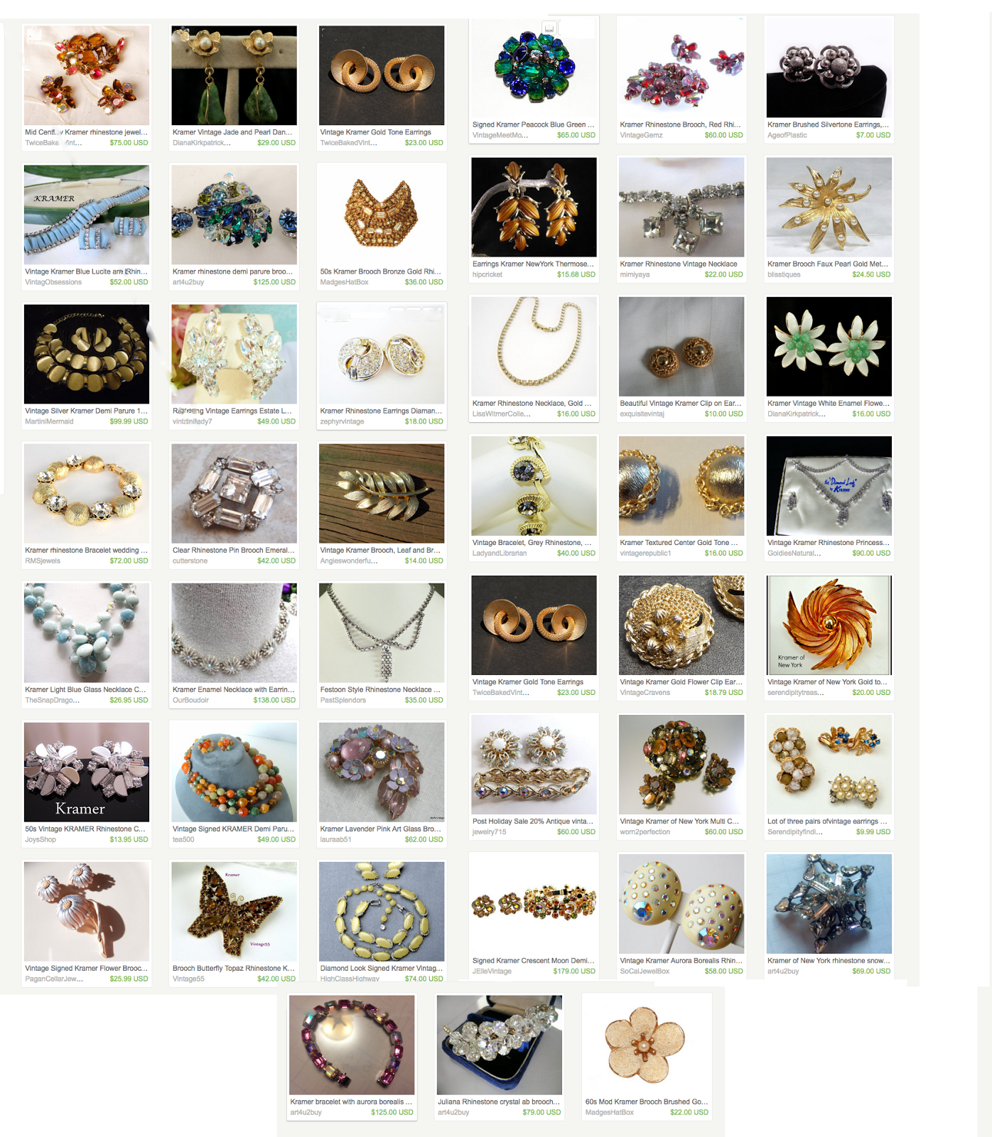 Vintage Jewelry Sellers on Etsy The Classic Style of Kramer