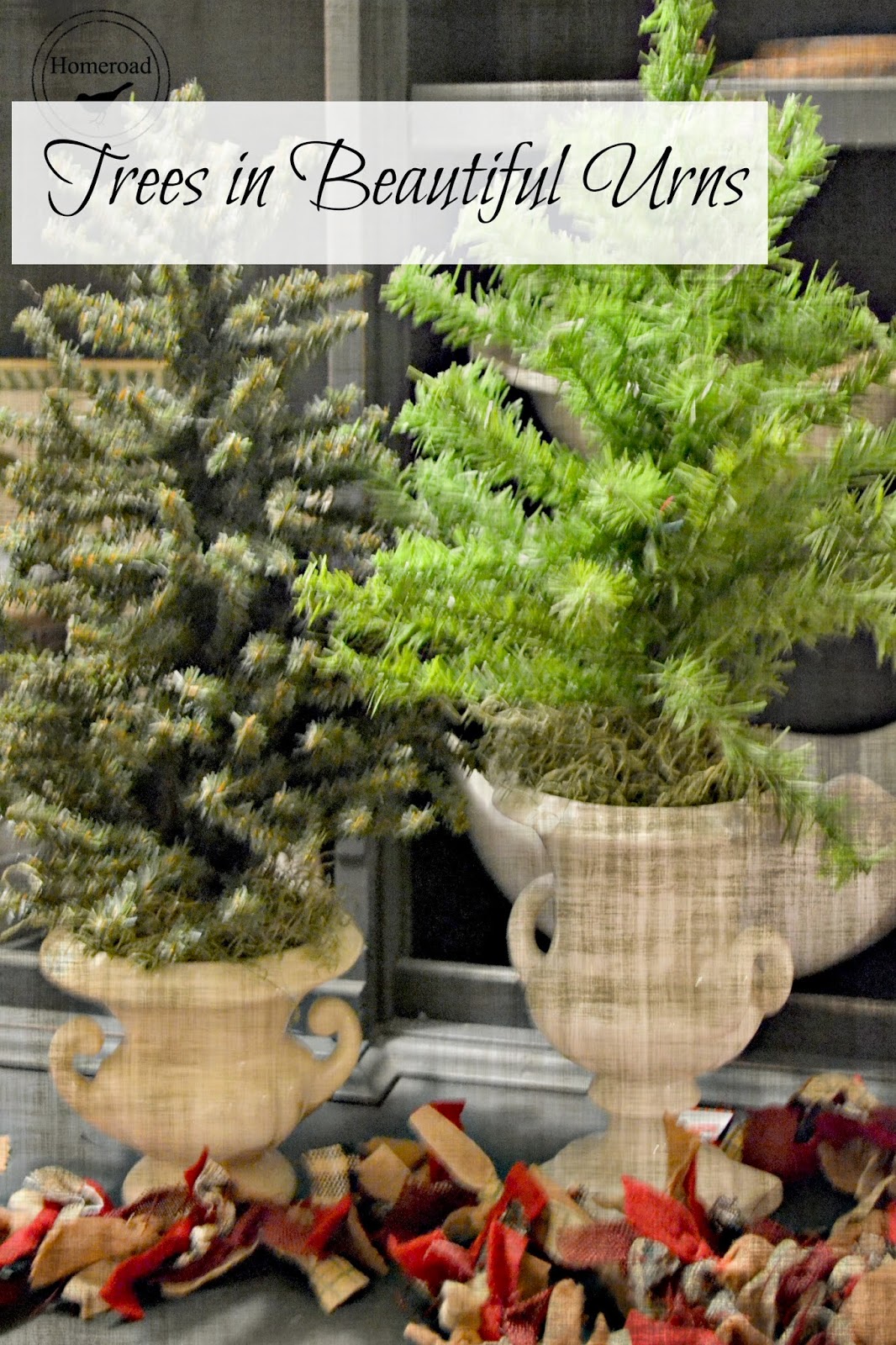 Thrift Store Trees in Beautiful Urns Homeroad