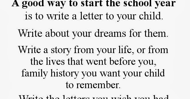 The School Archive Project: A Letter to Your Child