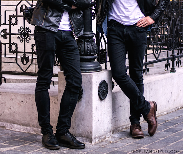 John Pavlish, Marko Costantini, mens fashion, biker jacket, skinny black jeans and white tee, street fashion men winter street