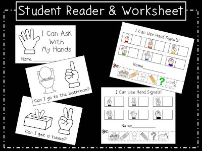 Classroom Hand Signals Pack with poster, shared reader, emergent readers and cut & paste activity