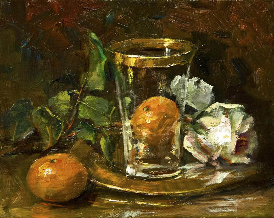 ART & SPIRIT by Artist, NORA KASTEN "Clementine In A Glass" Oil