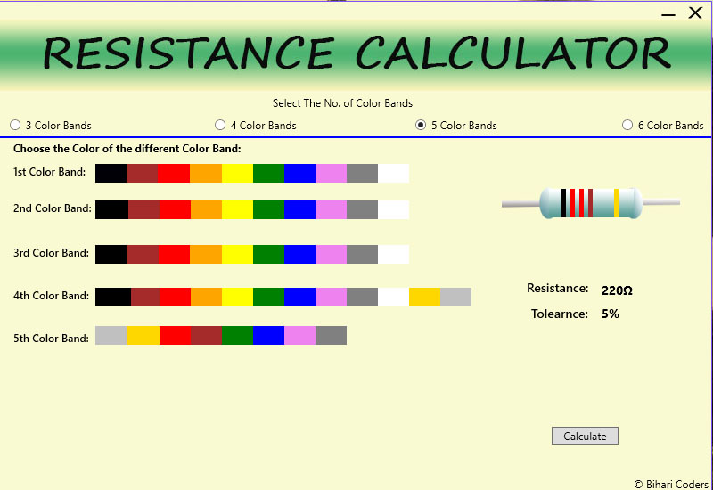 Mathematical Tools Resistance Calculator