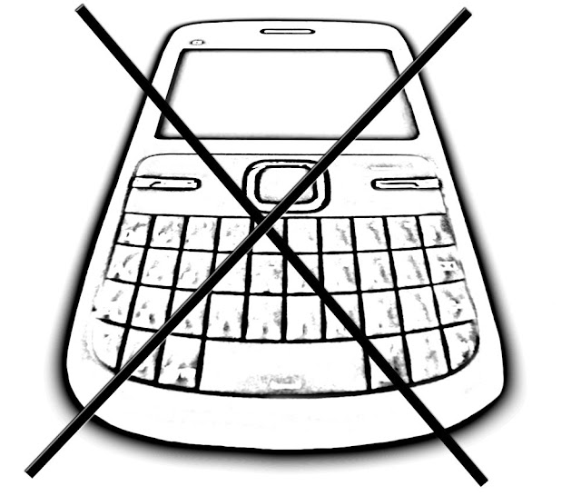sketch of sign banning mobile phones
