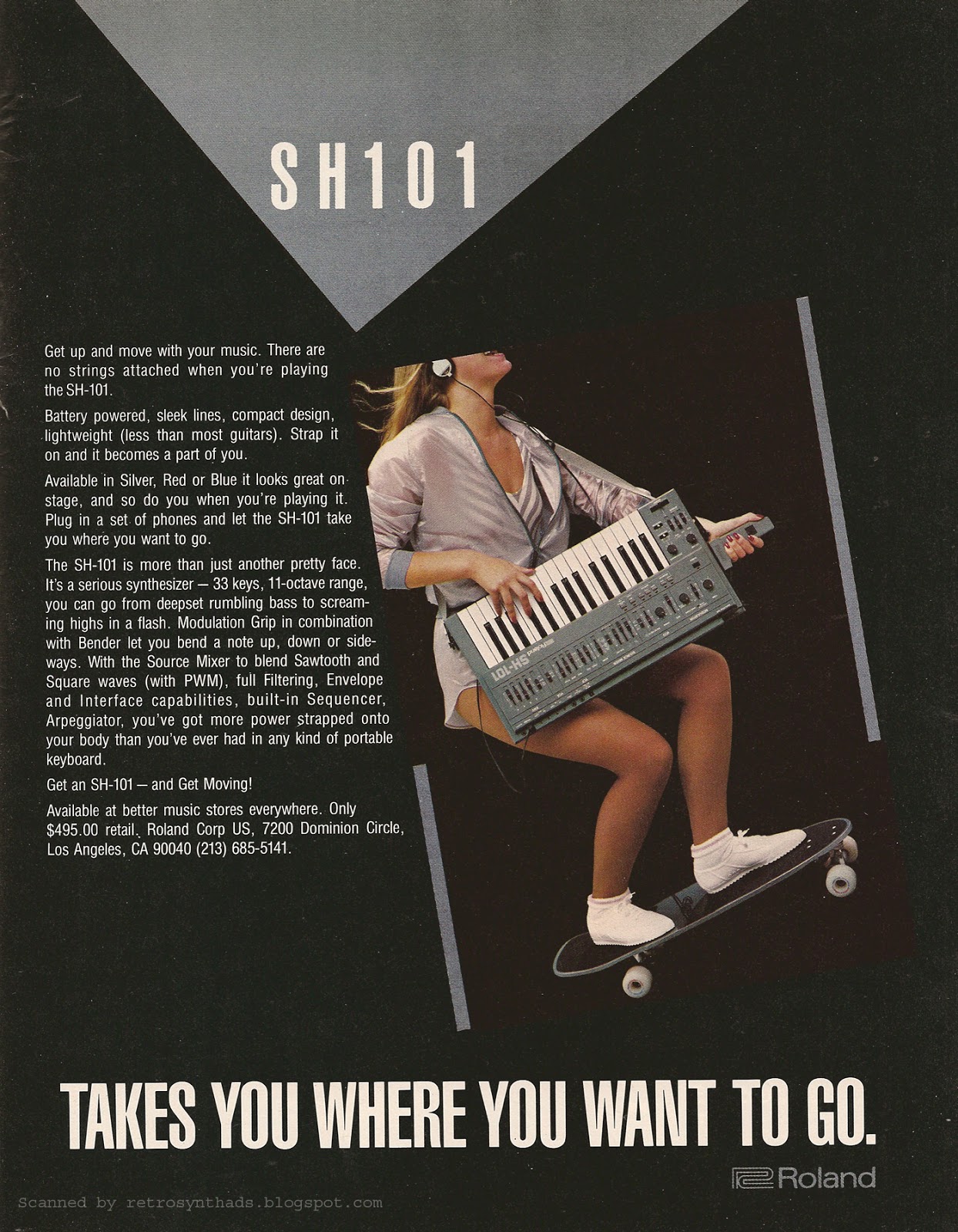 Retro Synth Ads: Roland SILVER SH-101 
