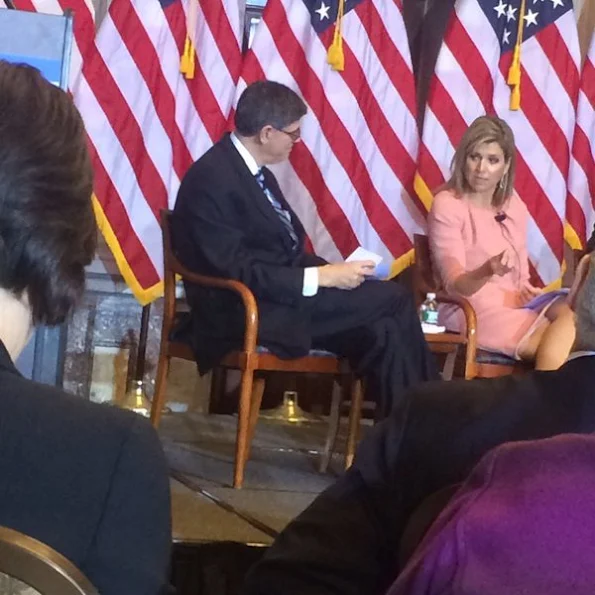 Queen Maxima of the Netherlands participates in the Financial Inclusion Forum at the Treasury Department