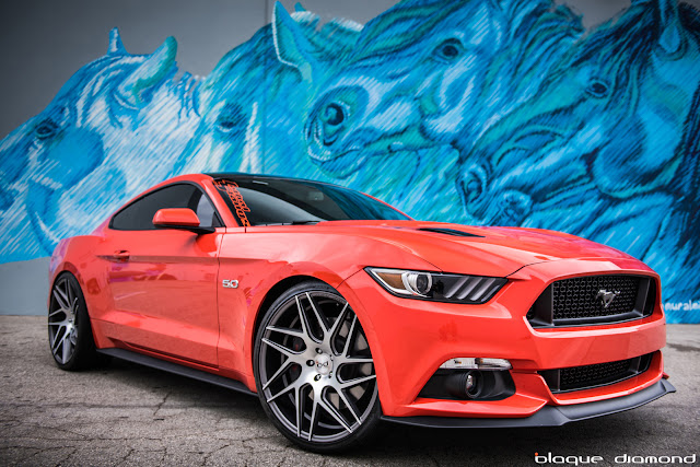 2015 Ford Mustang with 22 inch BD-3's in Graphite Machined - Blaque Diamond Wheels