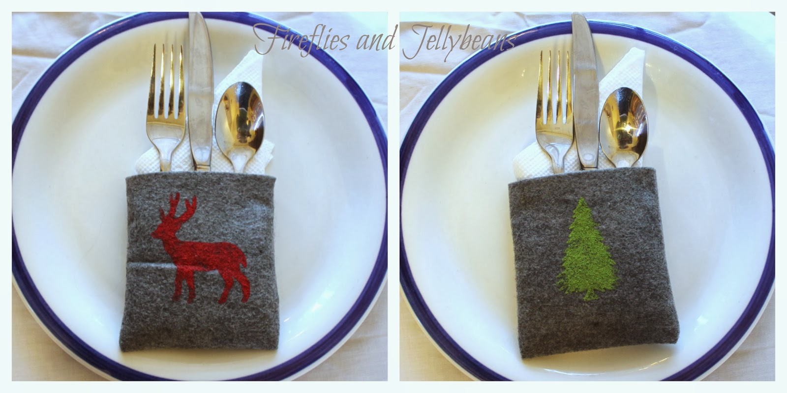 Fireflies and Jellybeans Easy DIY Felt Silverware holders for a holiday place setting (12