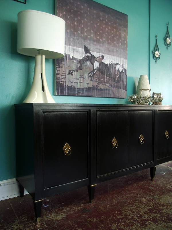 Vintage Ground Mid Century Vintage Sleek Black Buffet Sideboard