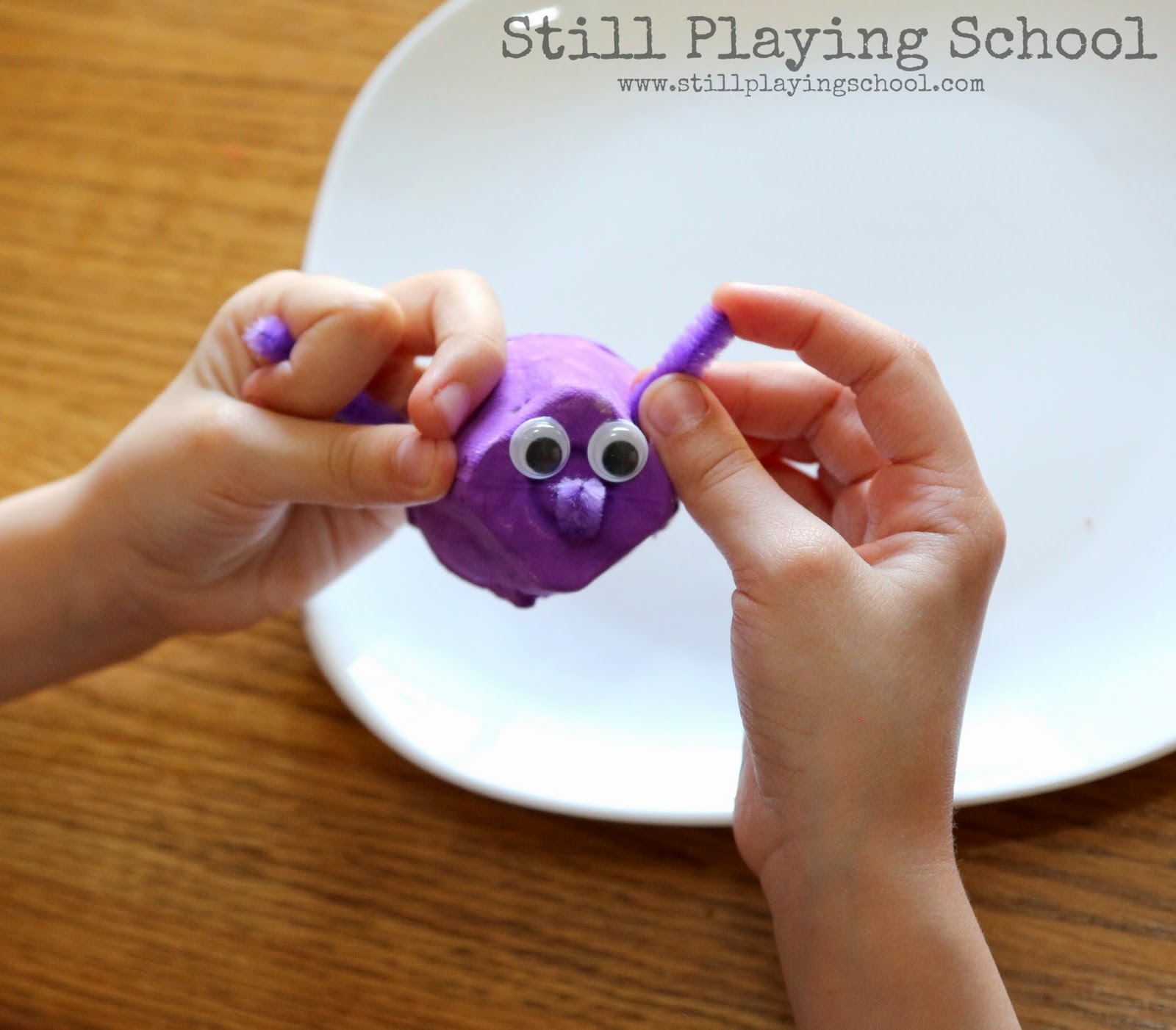 Egg Carton and Cupcake Liner Dinosaur Craft Still Playing School