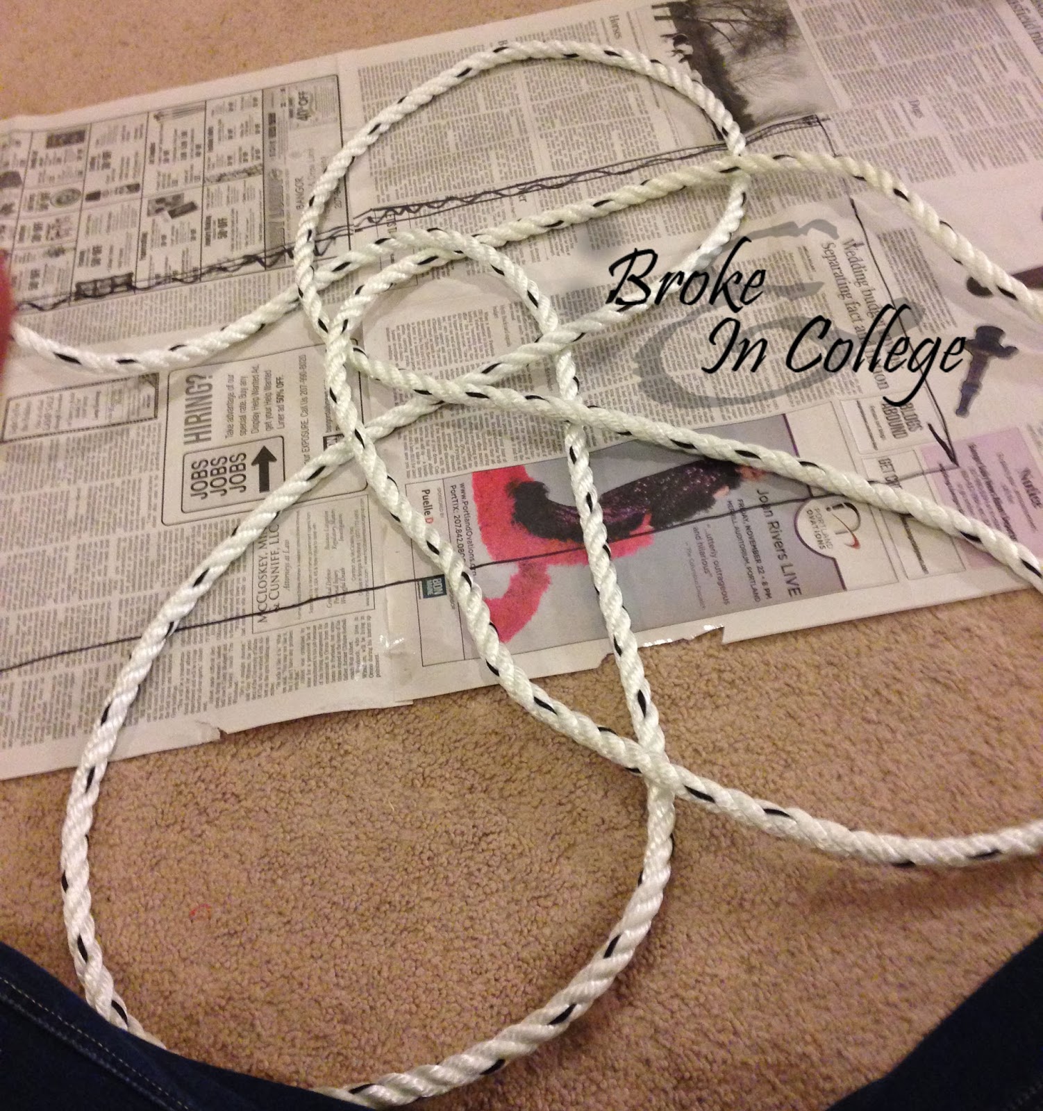 Broke and In College DIY Nautical Rope Rug