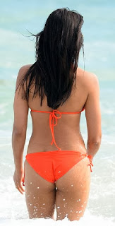 English: Padma Lakshmi Orange Bikini Miami