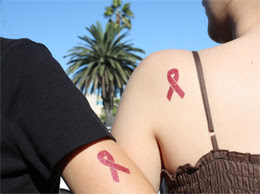 Breast cancer pink ribbon tattoos