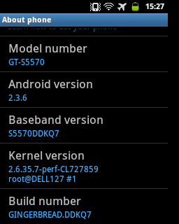 Screenshots of Gingerbread 2.3.6 on My Smasung Galaxy Pop.