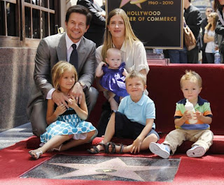Mark Wahlberg photographed at his Hollywood star with his wife and family Mark Wahlberg photographed at his Hollywood star with his wife and family