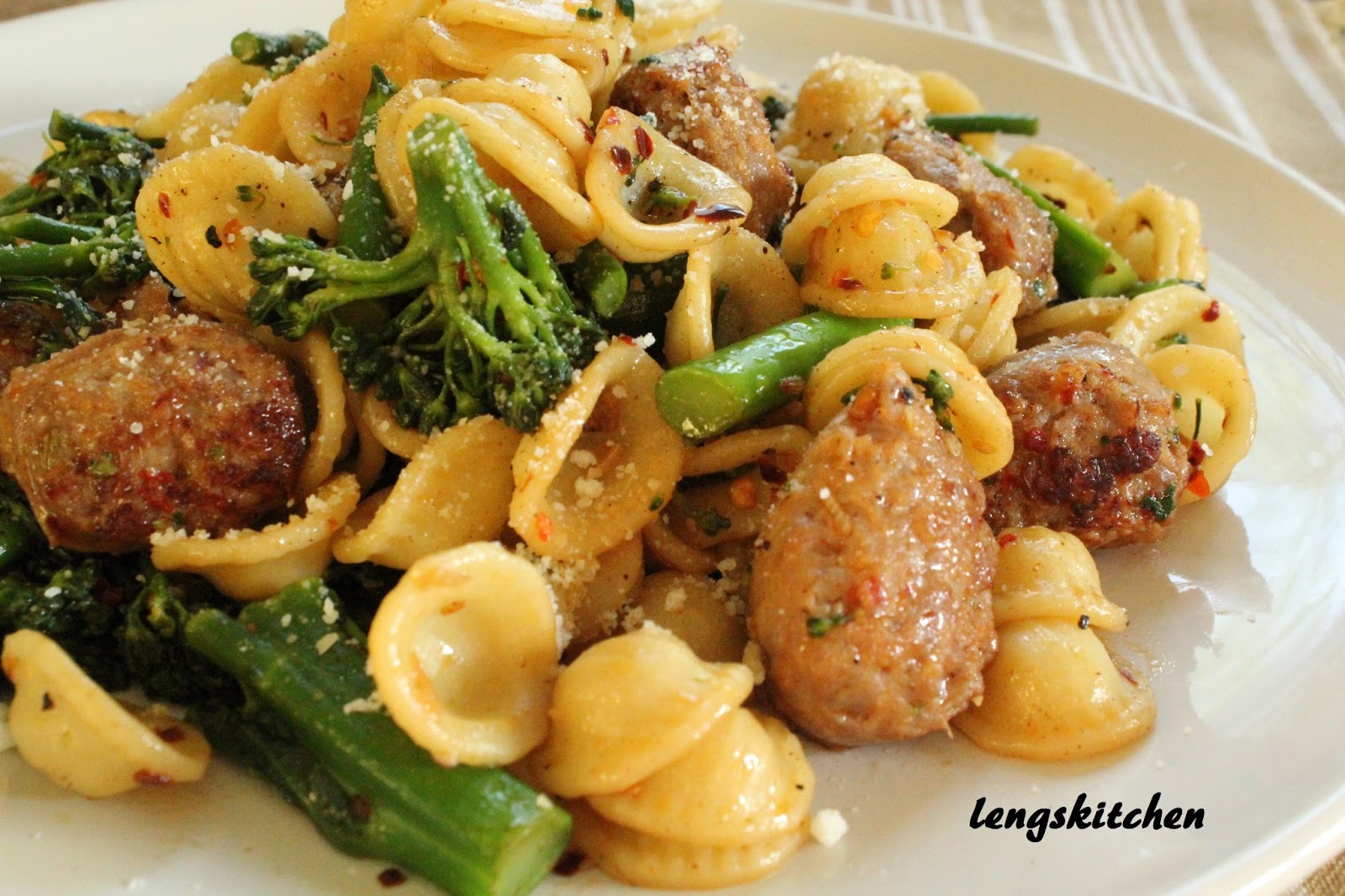 Kitchen Chaos Orecchiette with Broccoli Rabe and Italian Sausage