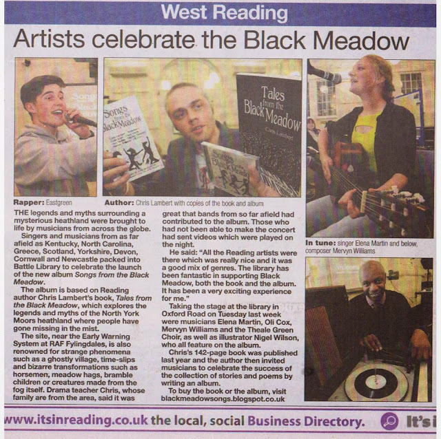 Black Meadow Reading Chronicle features the launch of Songs from the