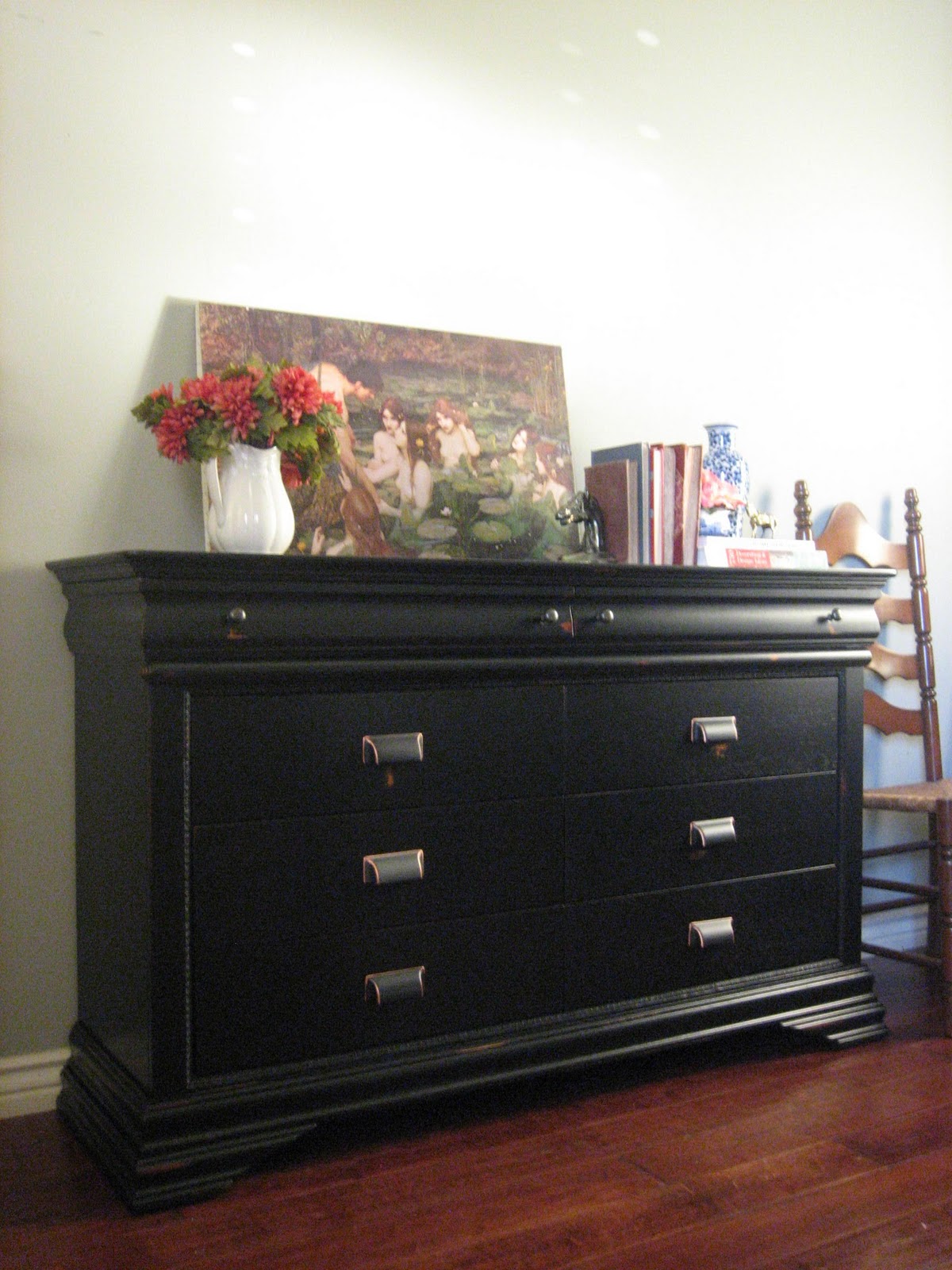 European Paint Finishes Black Console Dresser