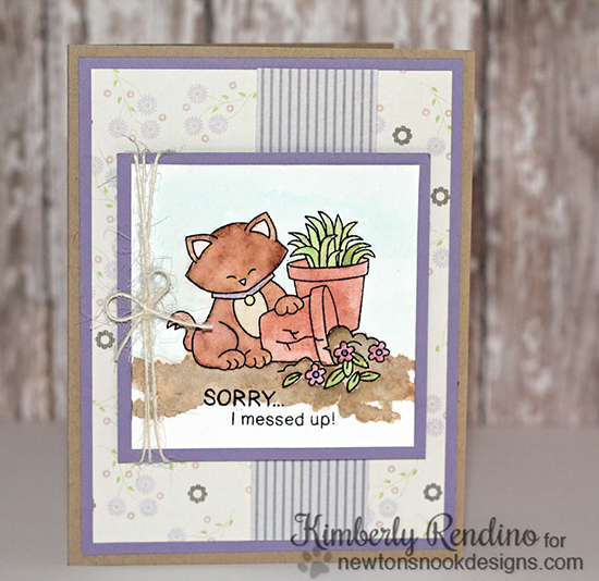 Sorry card with Naughty Kitty by Kimberly Rendino | Naughty Newton Stamp set by Newton's Nook Designs