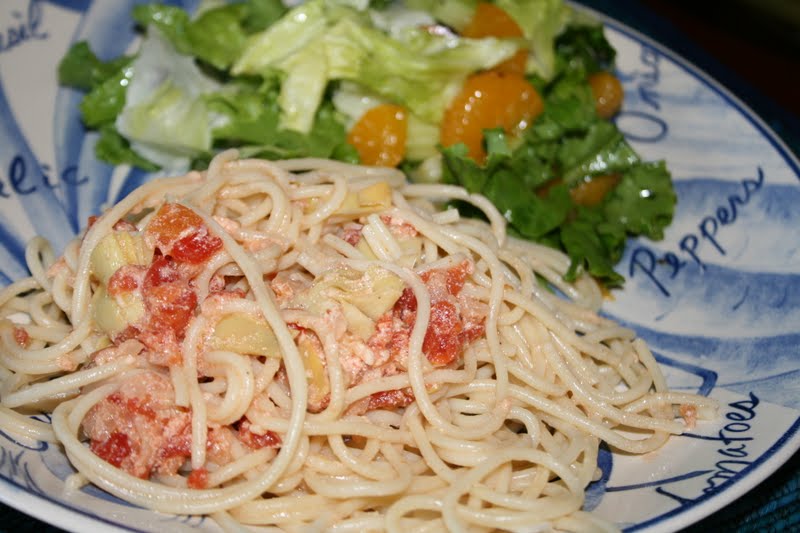 everything to entertain Spaghetti with Artichoke Hearts and Tomatoes