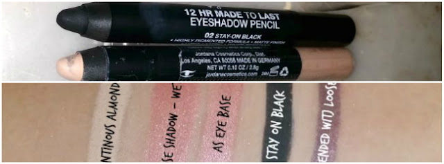 Jordana 12 HR Made to Last Eyeshadow Pencils |Continuous Almond" and "Stay on Black