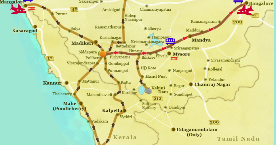 Bangalore To Coorg Map A Guide To Coorg: Coorg Culture, Tourist Attractions Of Coorg, Hotels  Resorts And Homestays In Coorg: How To Reach Coorg?