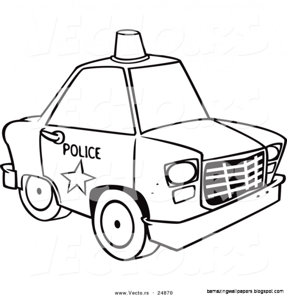 Vector of a Cartoon Police Car with a Siren Cone on the Roof Vector of a Cartoon Police Car with a Siren Cone on the Roof