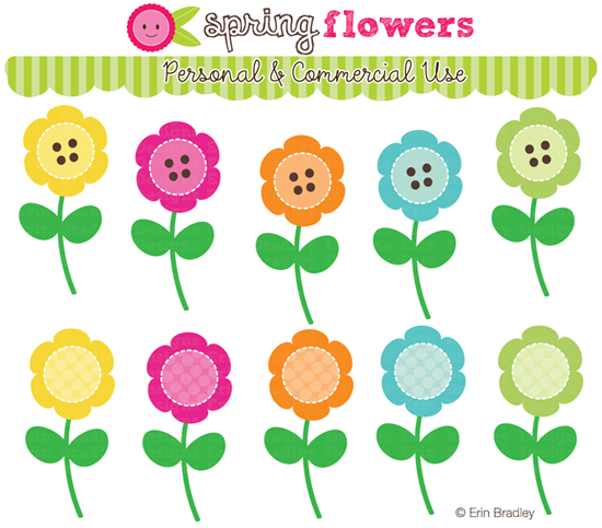 Erin Bradley Designs: NEW! Spring Flowers Clipart