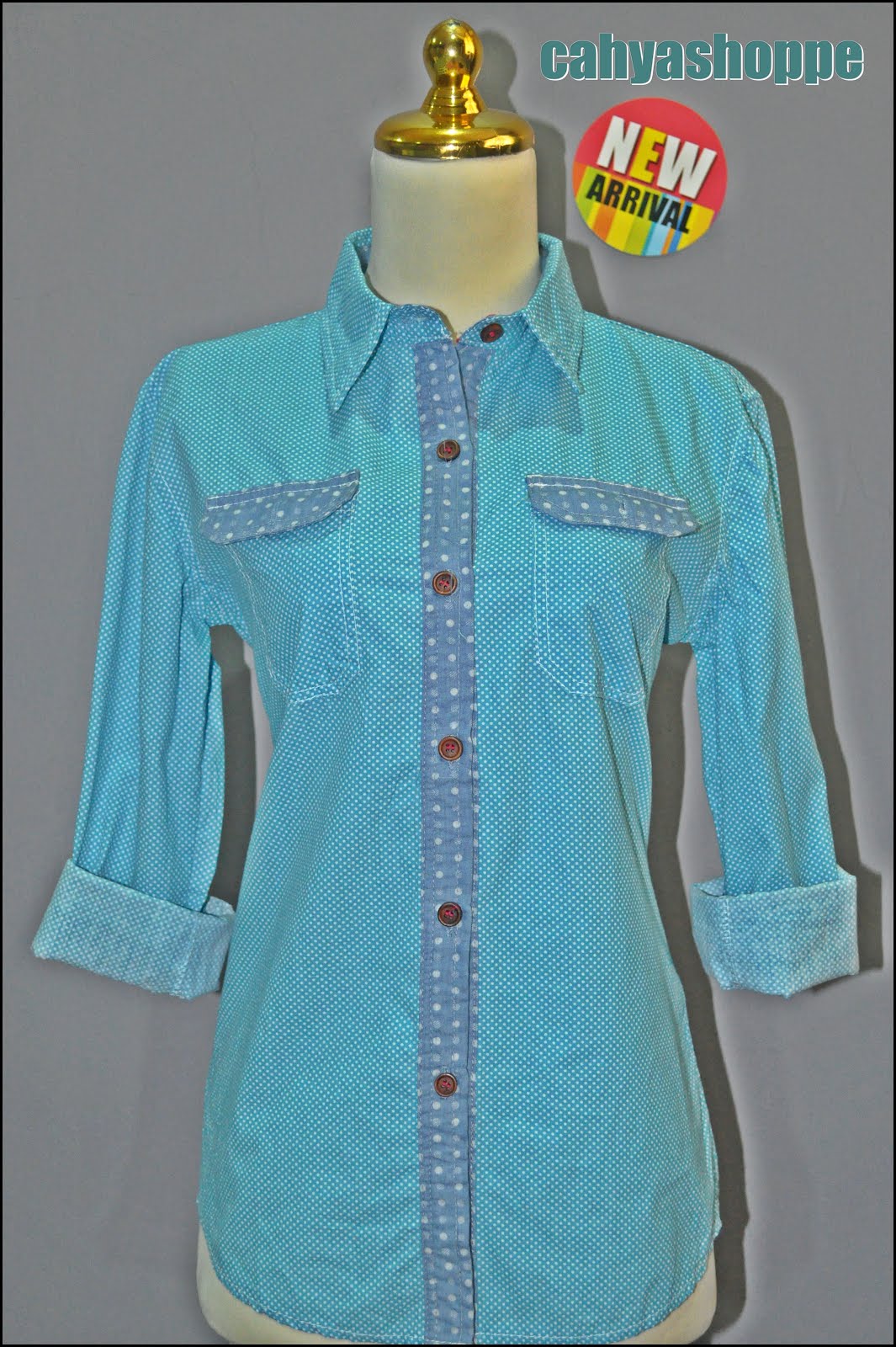 sold out polkadot denim kemeja lysa blouse butik cahya shoppe sold out polkadot denim kemeja lysa blouse butik cahya shoppe