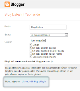 Henüz öğe yok bir blog ekleyin