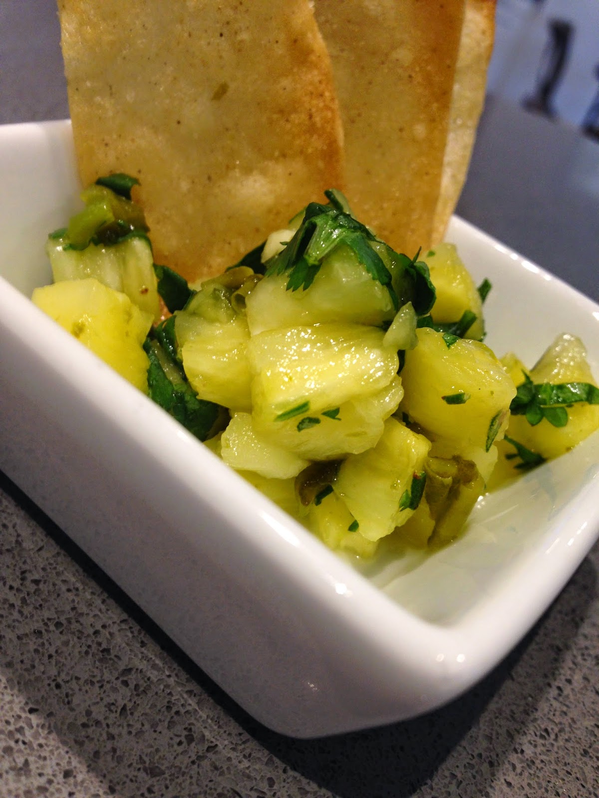 Chef Kelly Pineapple Rosemary Salsa & Baked Corn Tortilla Chips