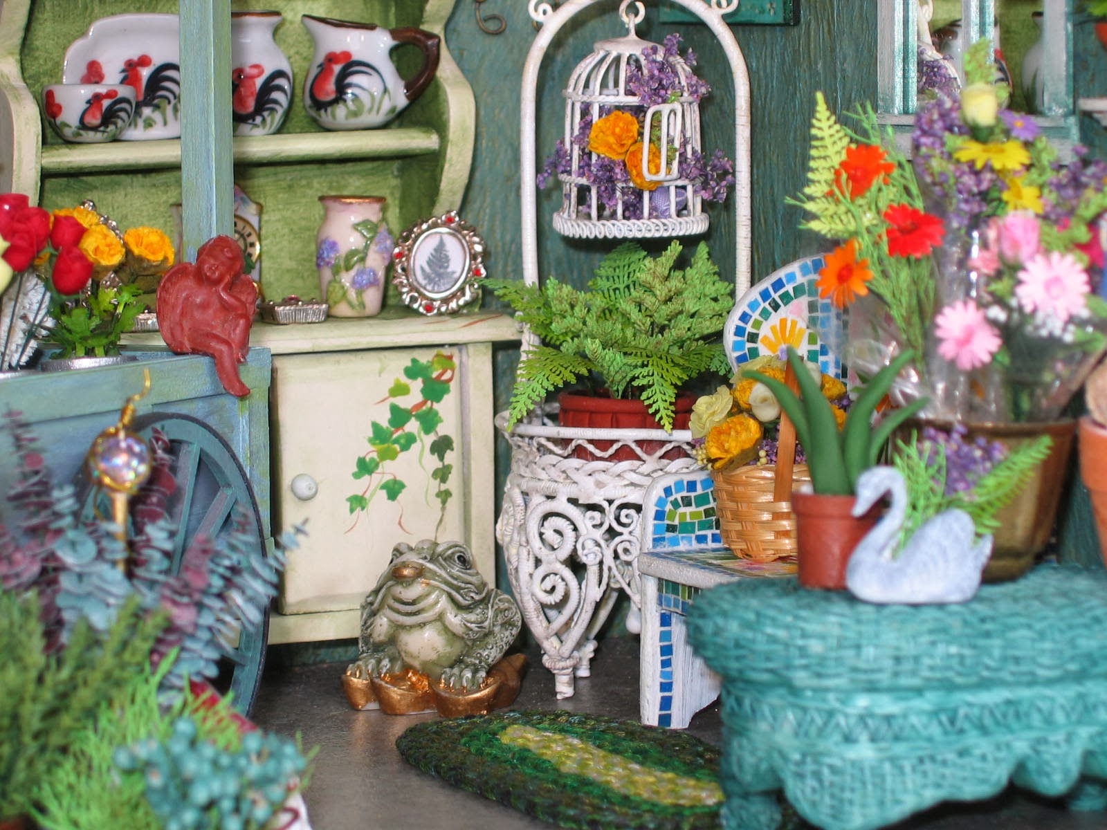 BluKatKraft Dollhouse Miniatures Garden and Flower Shop in 112 Scale