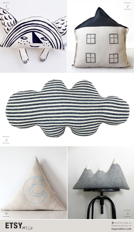 Cute handmade cushions with unique shapes via #etsy