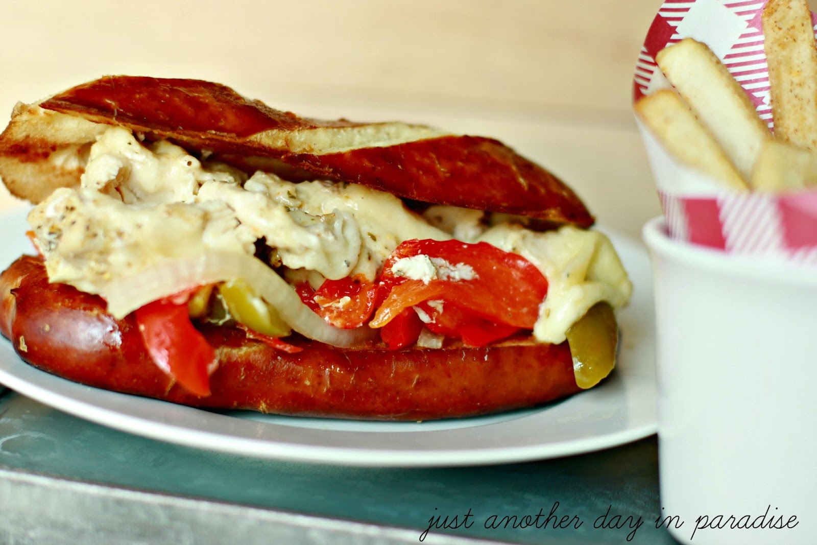 Larissa Another Day Slow Cooker Saturday Philly Cheese Chicken Sandwiches