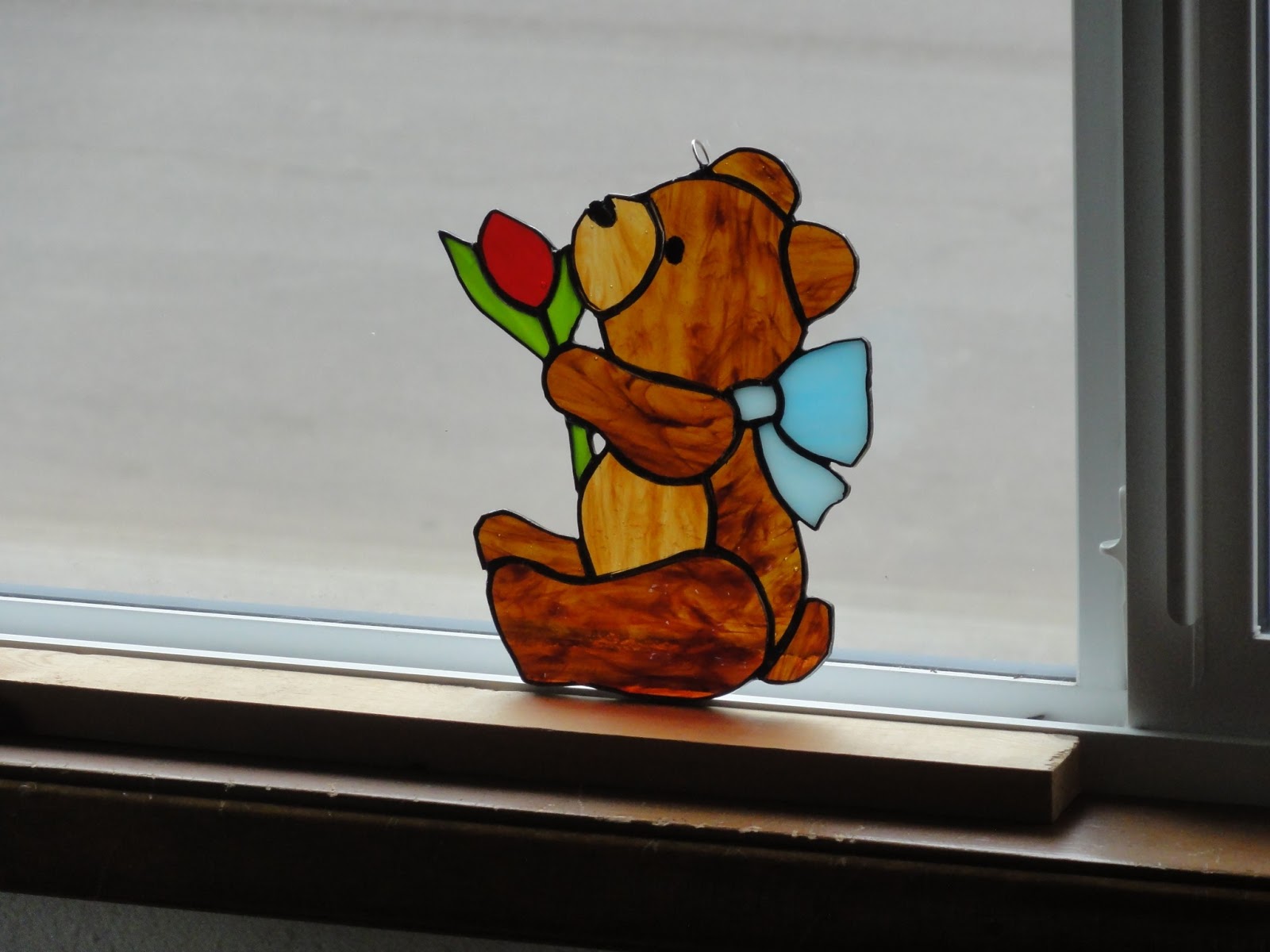 It's a Beadiful Day Teddy Bear Stained Glass