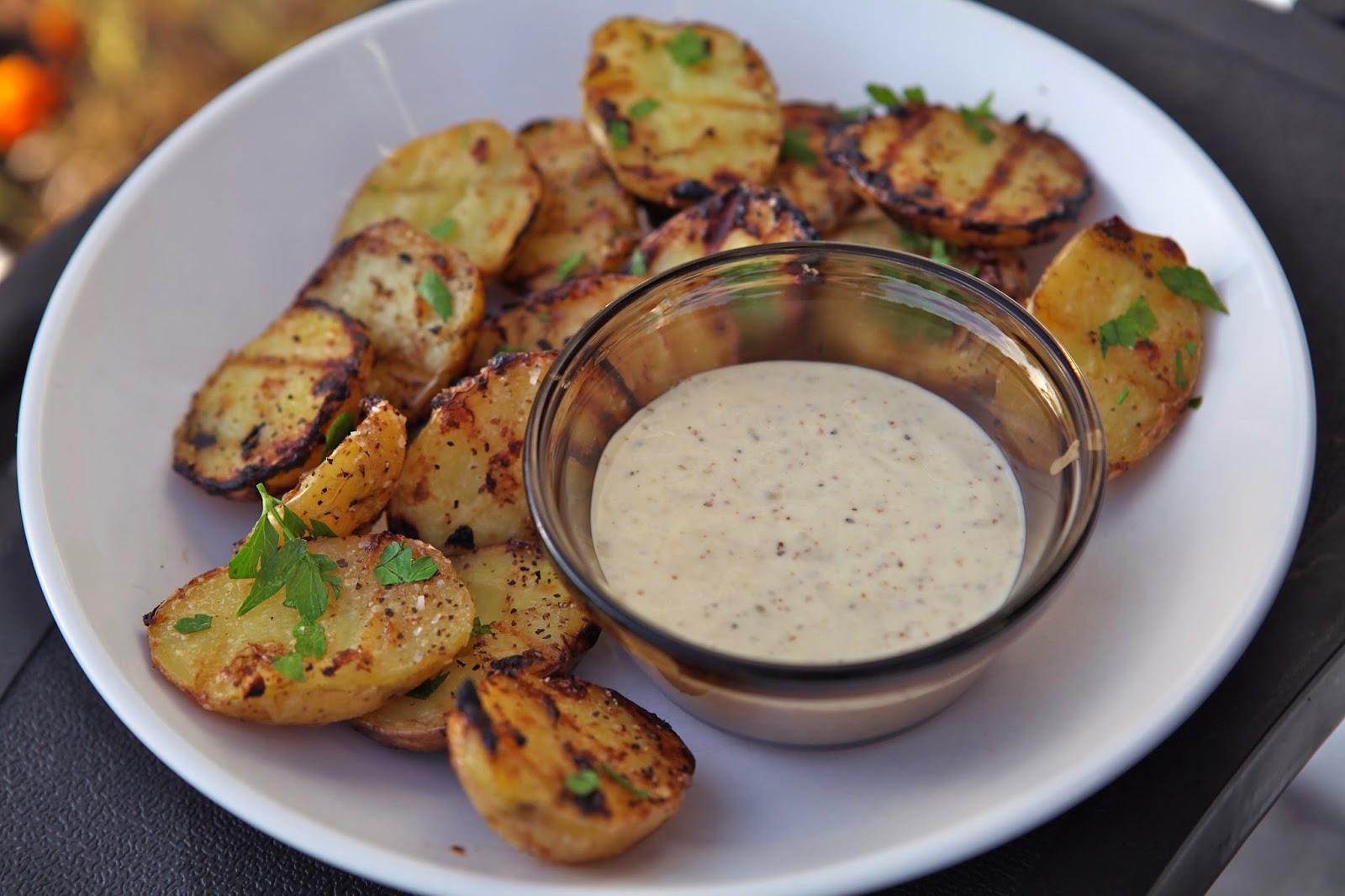 Quest for Delish Grilled potatoes with garlic mustard aioli