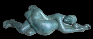 deux femmes nues allongées en style figuratif