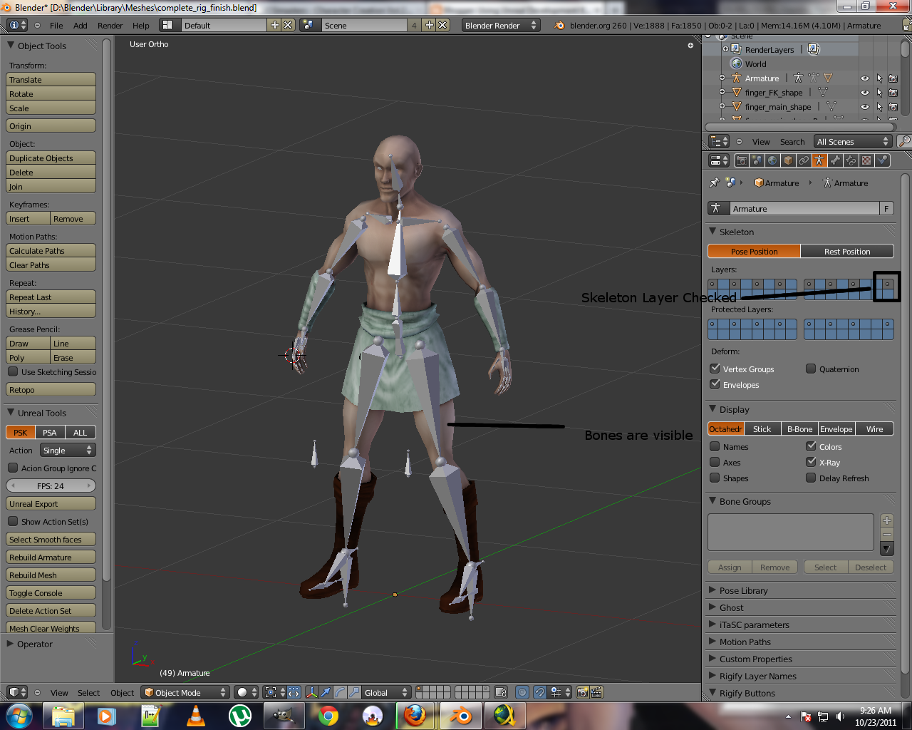 Modfiy Premade Blender Skeletal Mesh & Export to UDK.