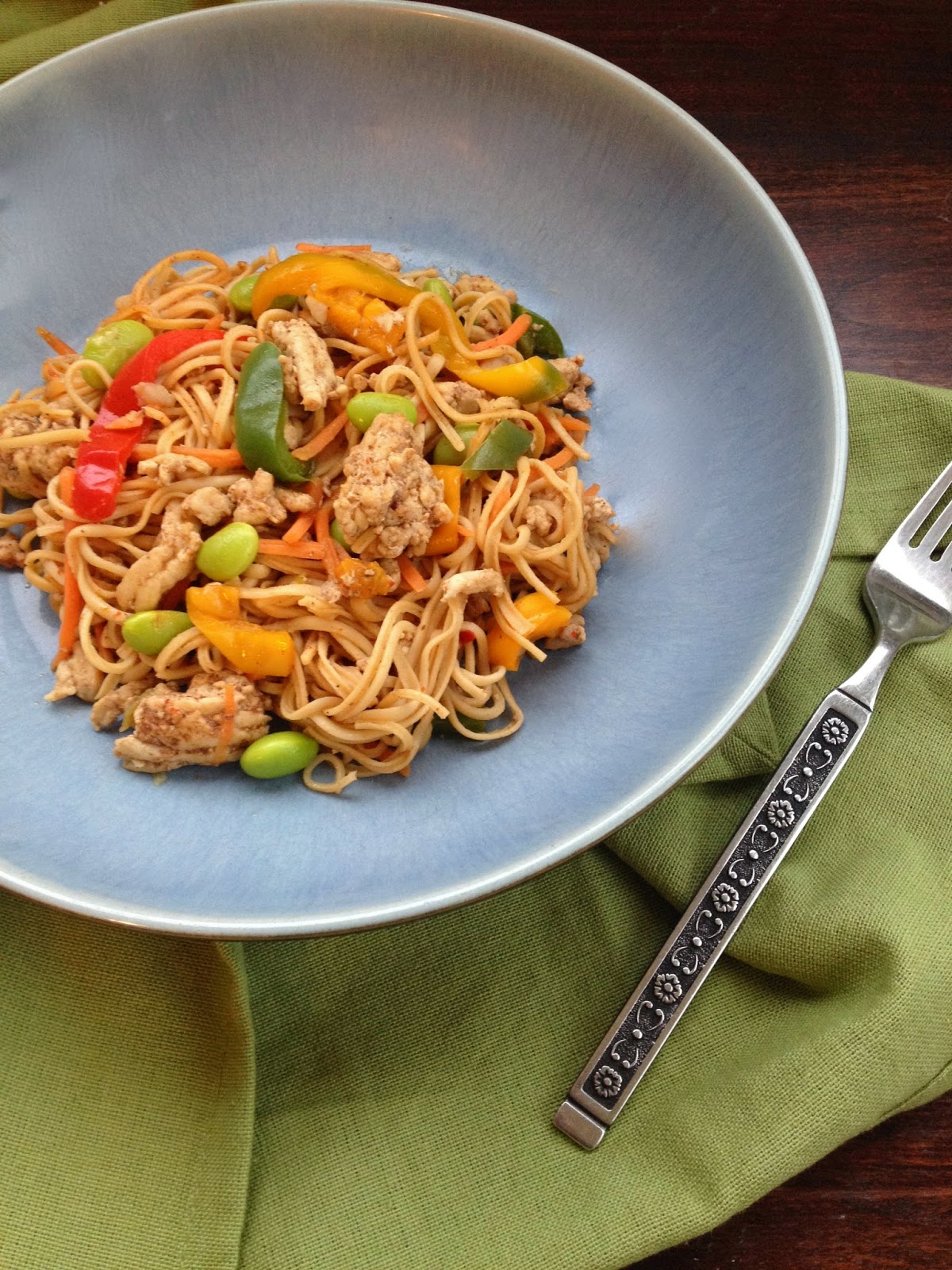 Chinese 5 Spice Ground Turkey and Soybean Noodle Stir Fry