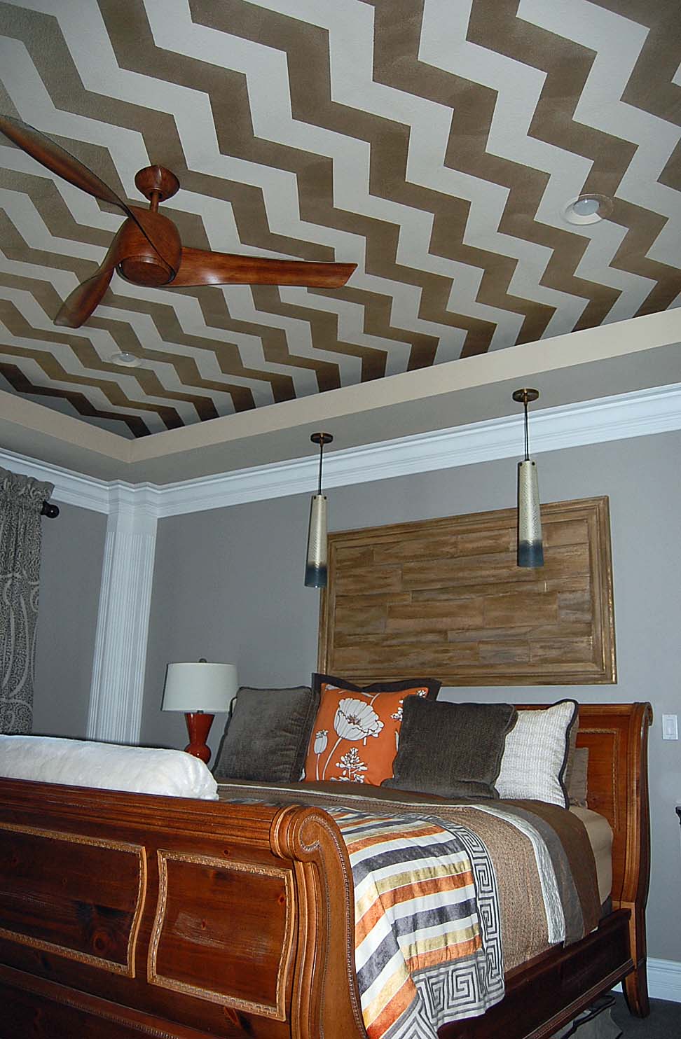 Davis Creative Painting Master Bedroom Chevron Stripe Ceiling